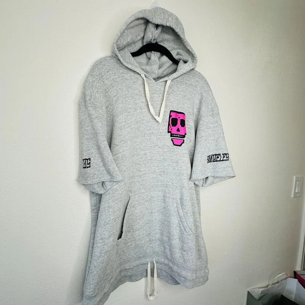 Purple Haus Machine Cut Short Sleeve Kangaroo Pouch Hoodie Pullover Sweater 2XL - Picture 7 of 14